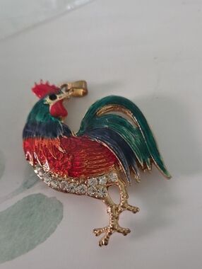 Colorful Rooster Rhinestone Pendant Necklace Charm